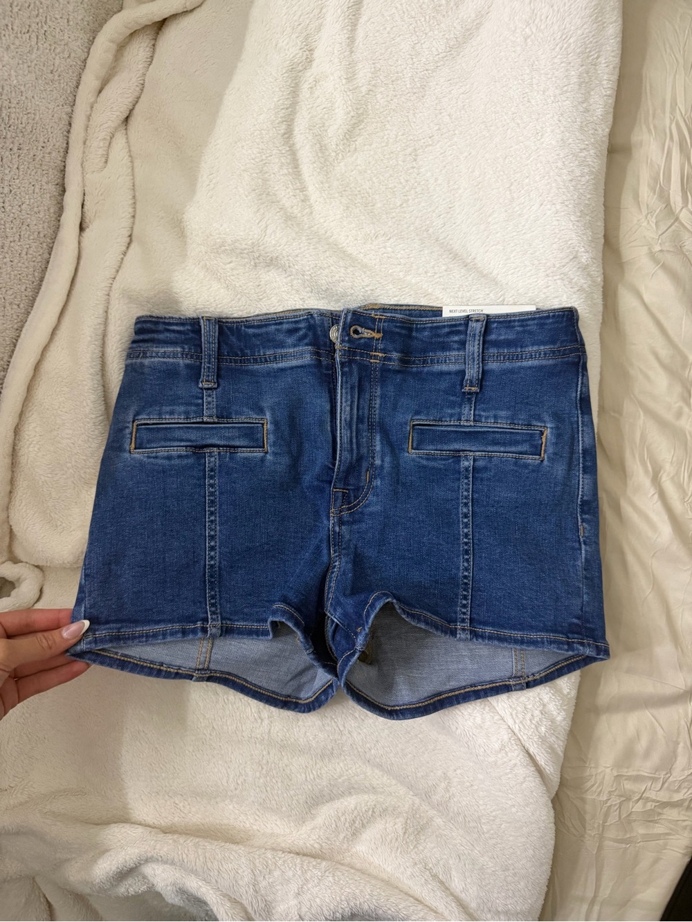 American Eagle Outfitters Mid-Rise Blue Denim Jean Shorts